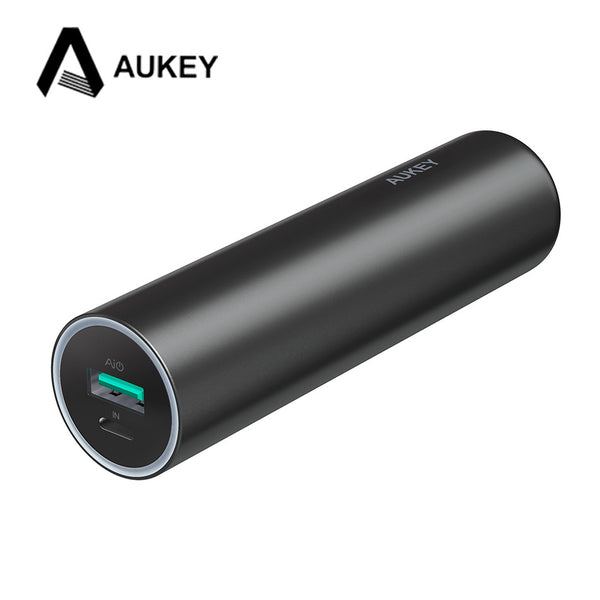 AUKEY Mini 5000mAh Power Bank Lightning Input Portable Cylindrical External Battery for iPhone 7 6s 5 5s 4 4s iPad Xiaomi &More